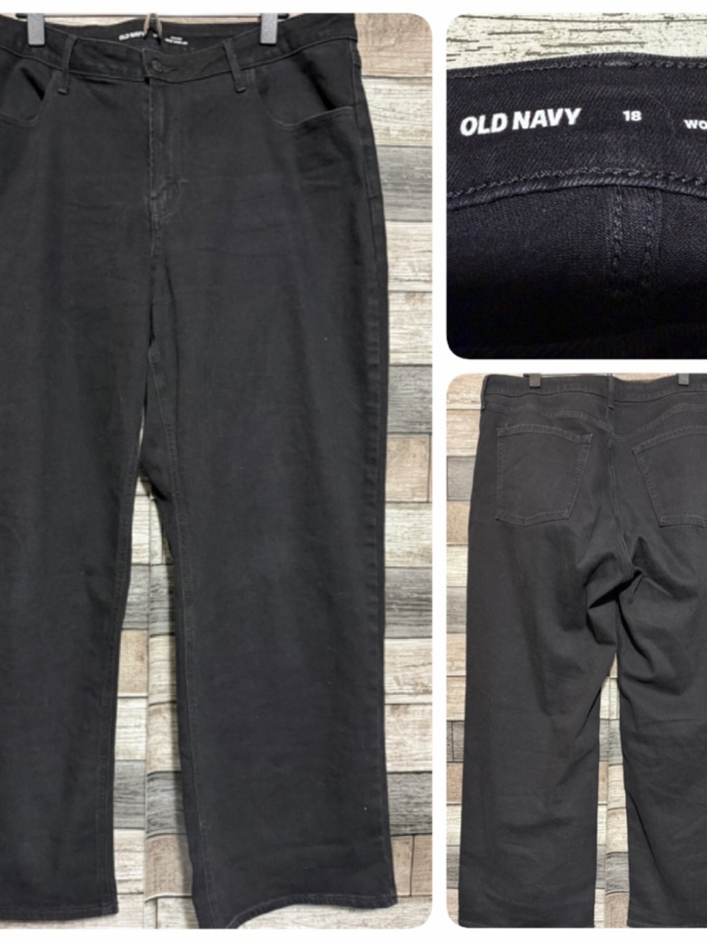 Old Navy Wow Wide Leg High Rise Jeans Women’s 18 Black Denim (Inseam 29.5)